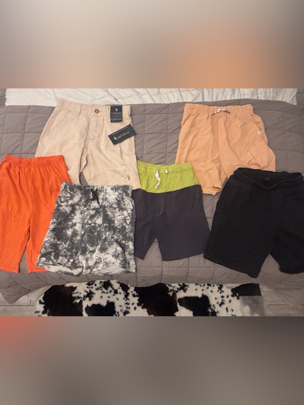 Assorted Boys Shorts Pack - Black, Orange, Tan, Green, Gray